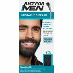 Best Sale 🧨 Just For Men Mustache And Beard Coloring For Gray Hair With Brush Included ⌛